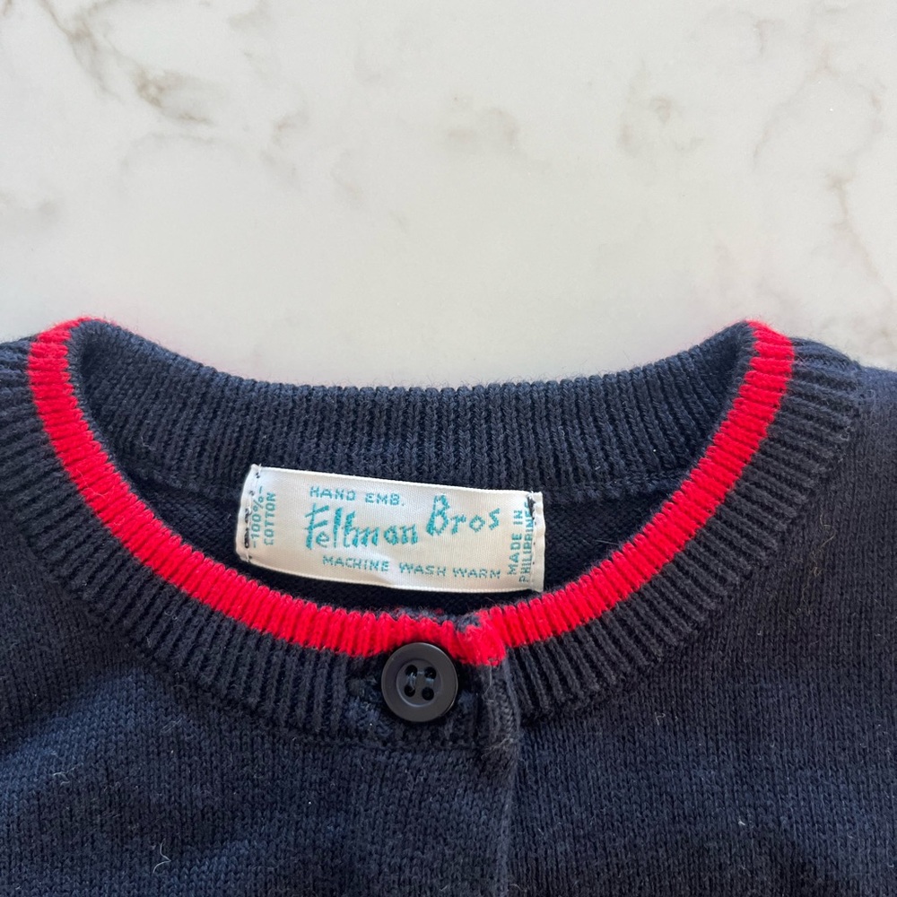 Feltman Bros Navy Cardigan with Snowman Accents - Picture 2 of 3